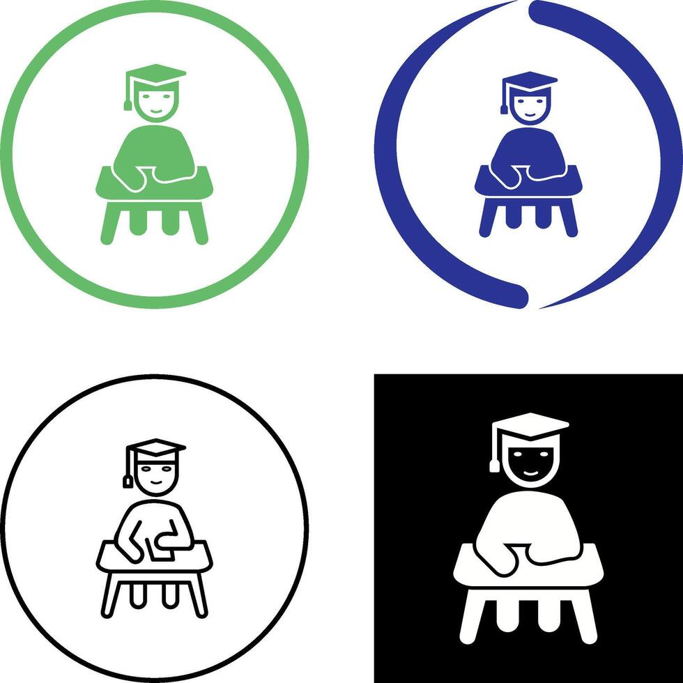 Unique Studying on Desk Icon Design vector