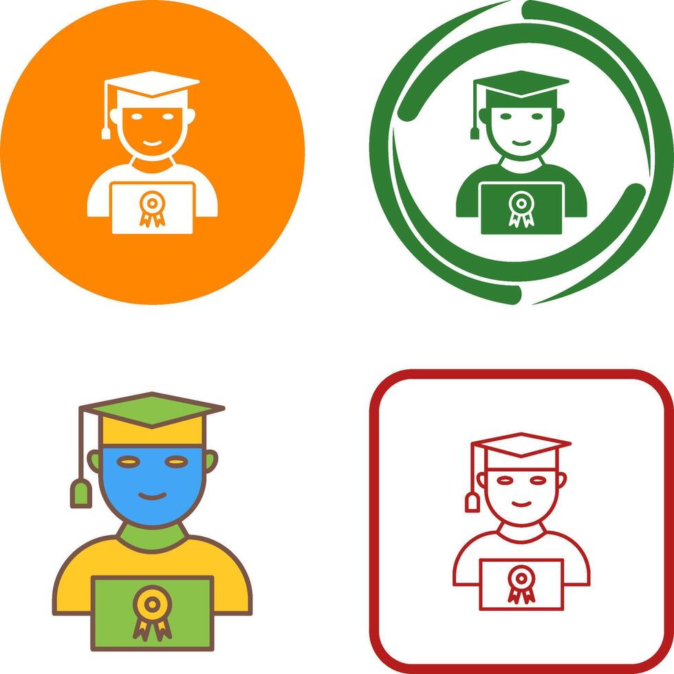 Unique Student Holding Degree Icon Design vector