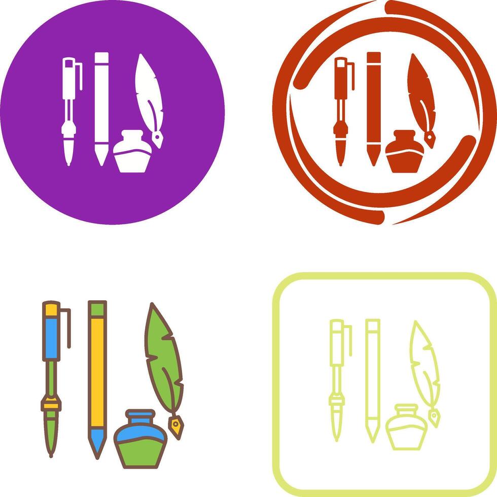 Unique Writing Equipment Icon Design vector