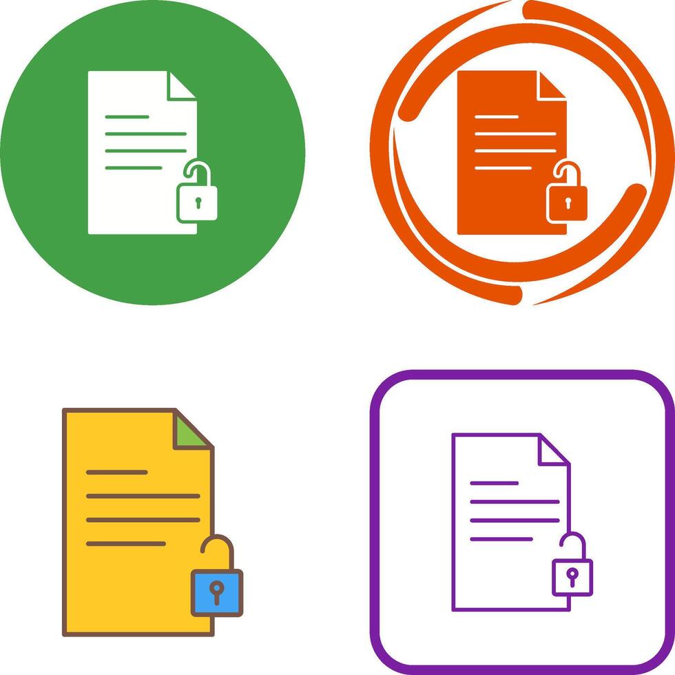 Unlock Documents Icon Design vector