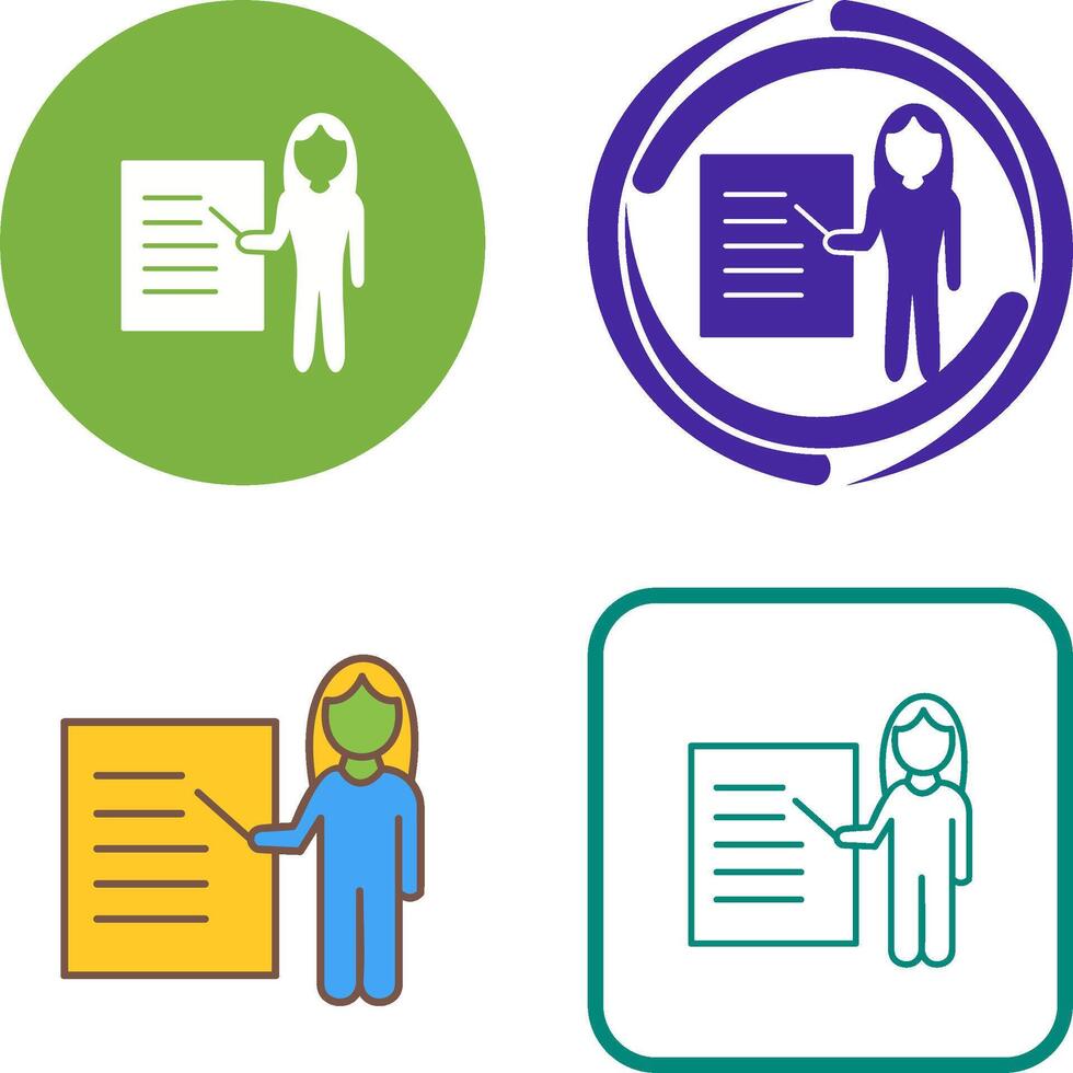 Unique Female Presenter Icon Design vector