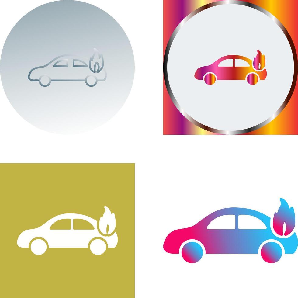 Unique Car on Fire Icon Design vector