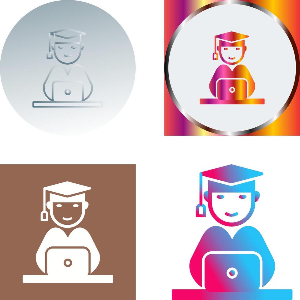 Unique Studying on Laptop Icon Design vector
