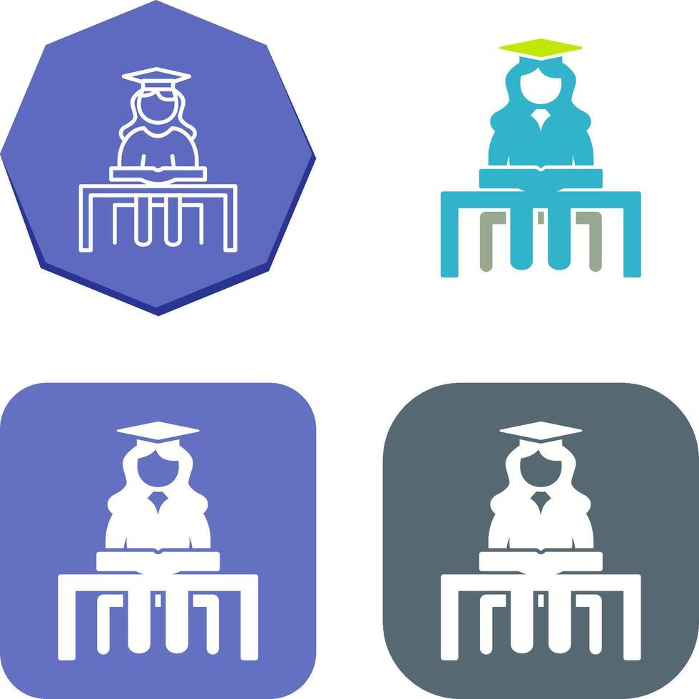 Unique Female Student Studying Icon Design vector