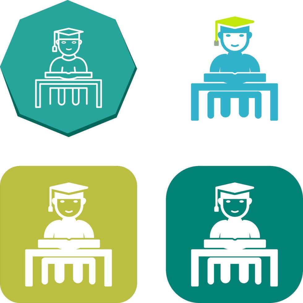 Unique Studying on Desk Icon Design vector