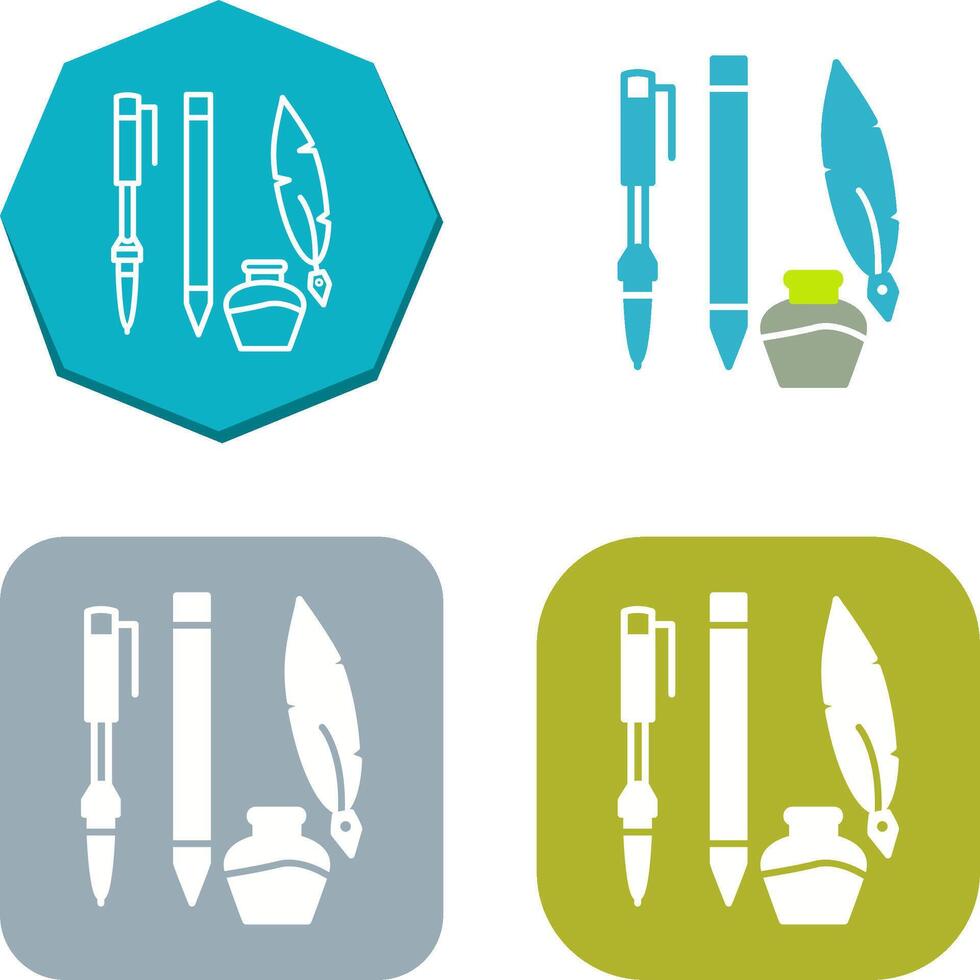 Unique Writing Equipment Icon Design vector