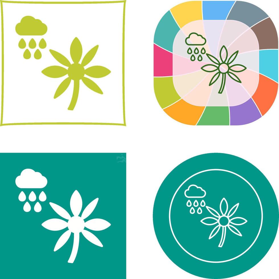 Flower with rain Icon vector