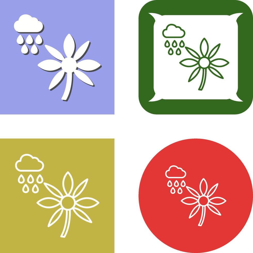 Flower with rain Icon Design vector
