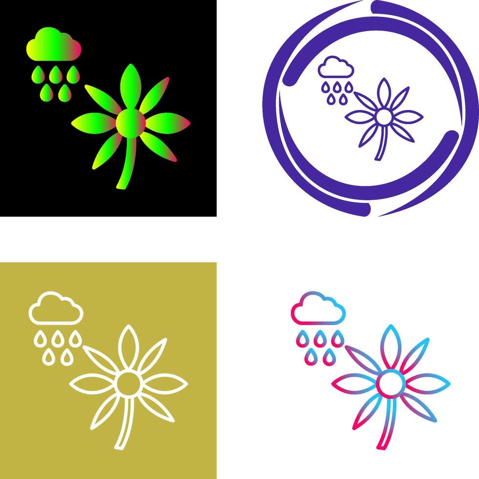 Flower with rain Icon Design vector