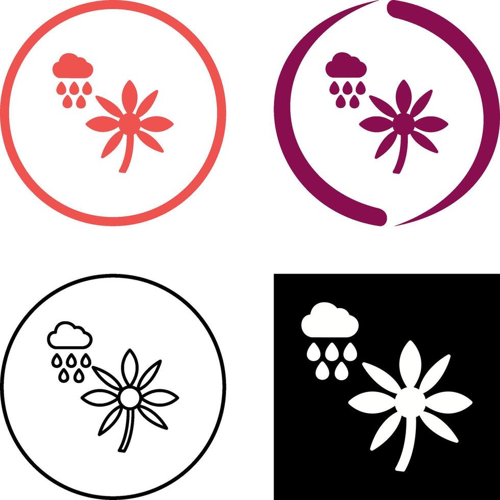 Flower with rain Icon Design vector
