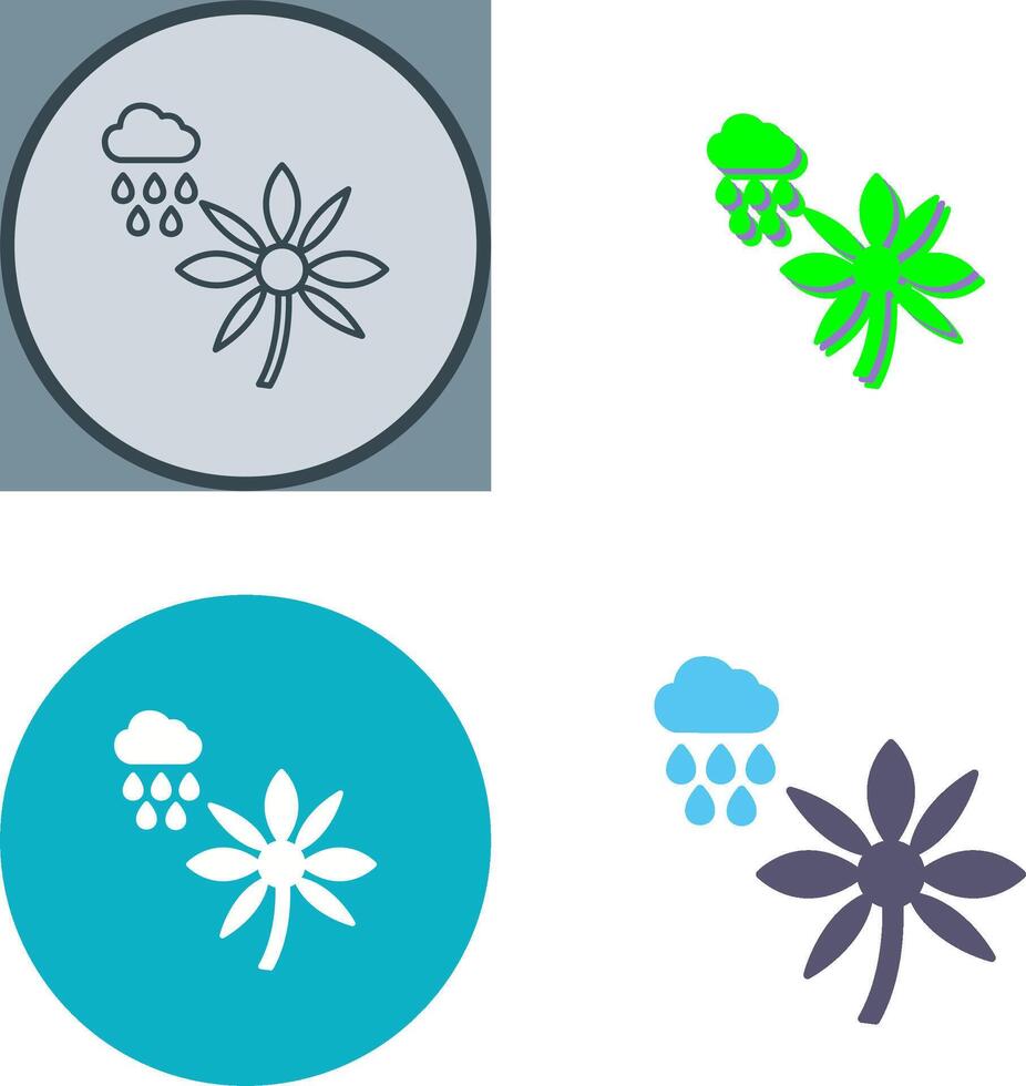 Flower with rain Icon Design vector