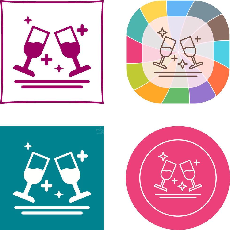 Two Glasses Romantic Icon Design vector