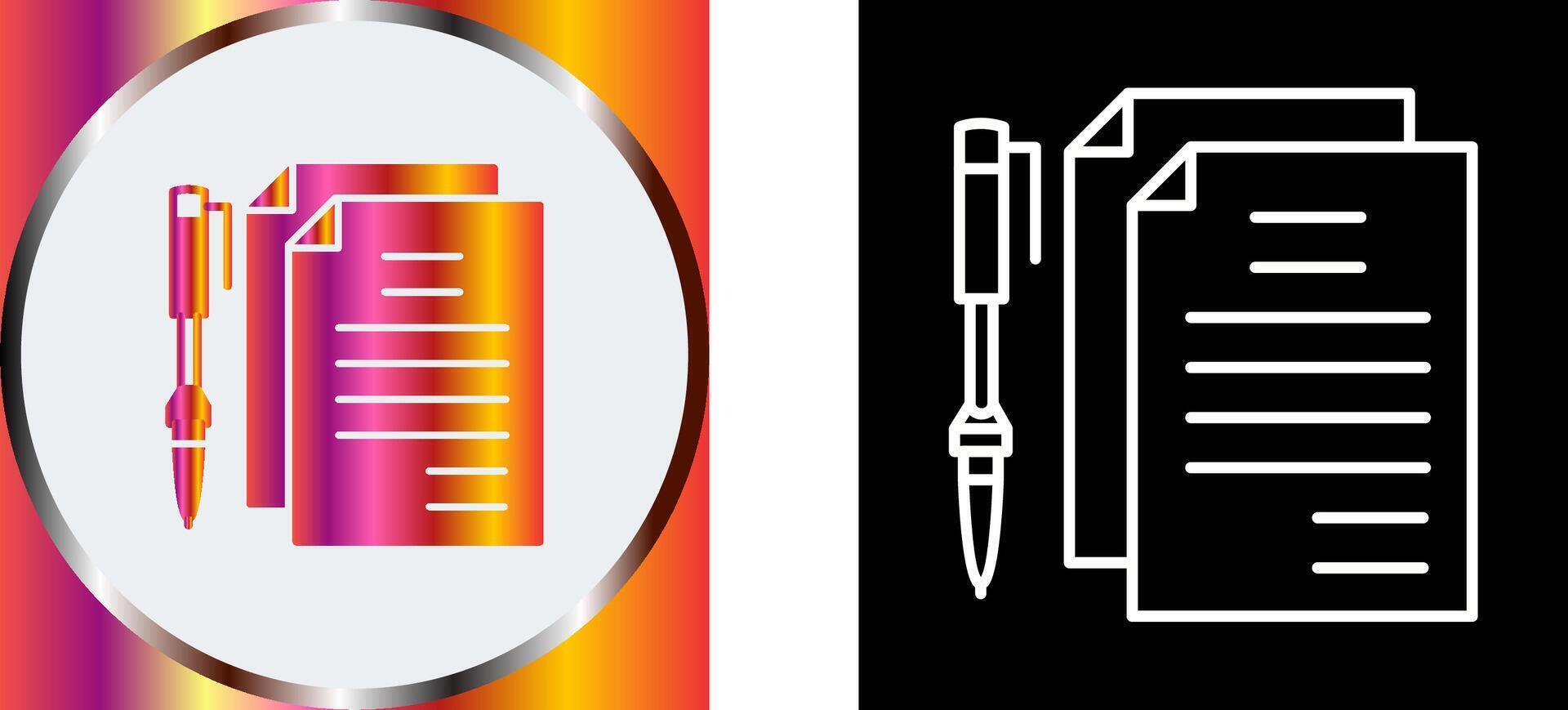 único documentos y bolígrafo icono diseño vector