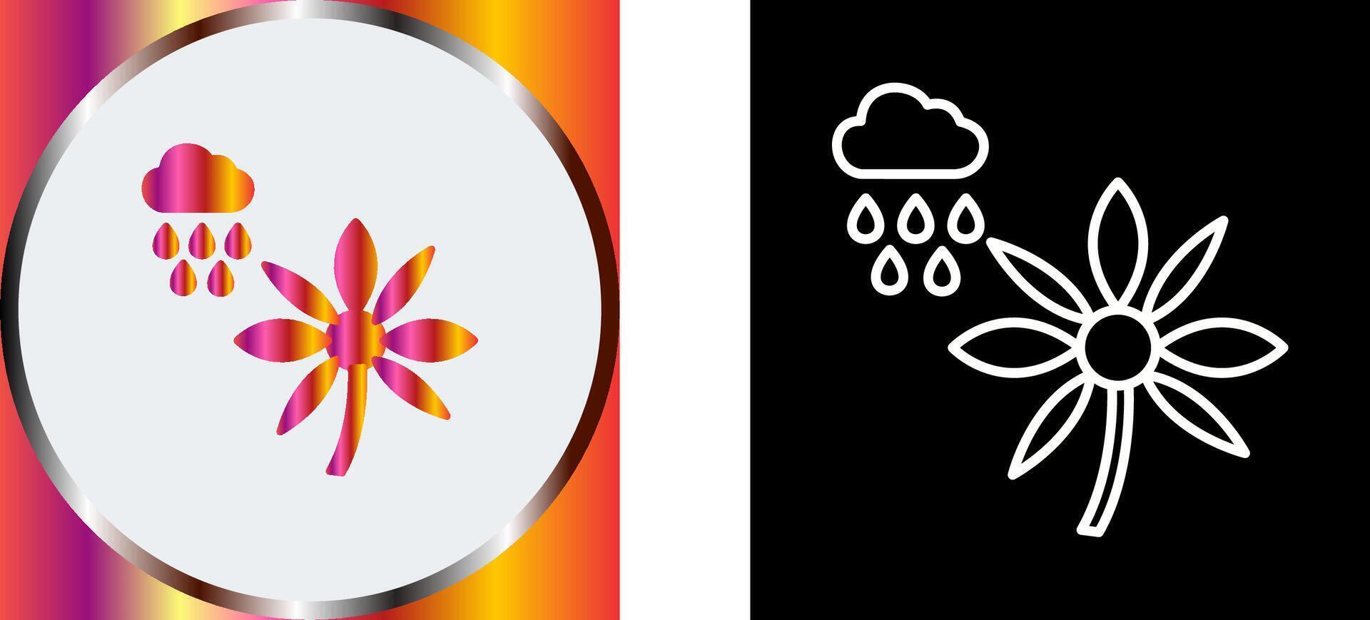 Flower with rain Icon Design vector
