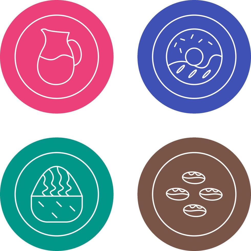 milk jug and cream doughnut Icon vector