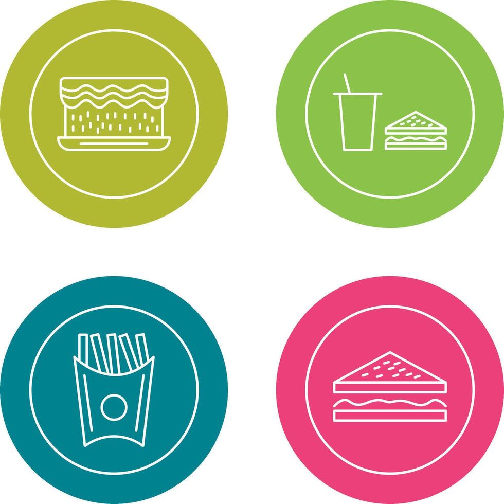 cream cake and lunch bistro Icon vector