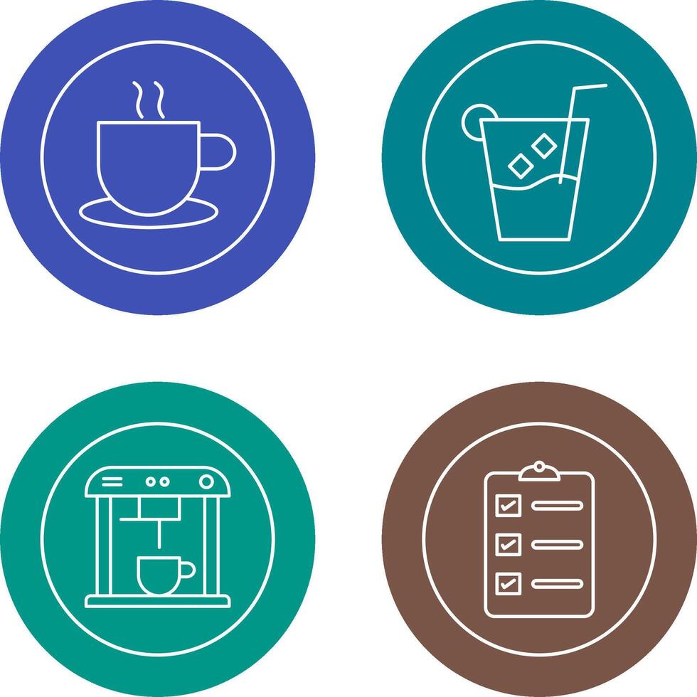 hot coffee and whiskey sour Icon vector