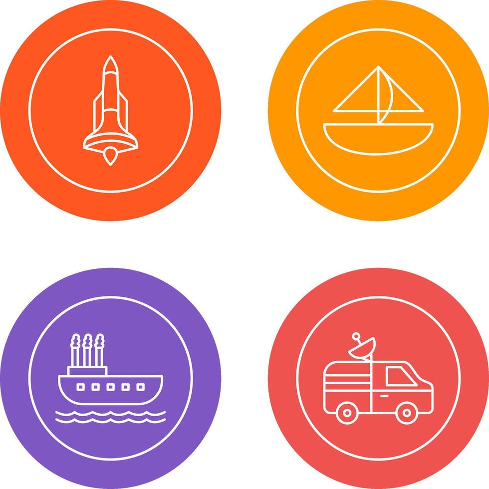 Rocket and Small Yacht Icon vector