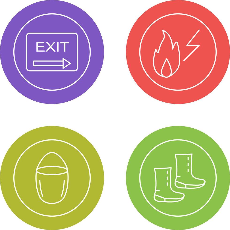 exit and electricity fire Icon vector