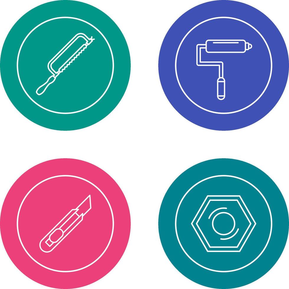 Hacksaw and Paint Roller Icon vector