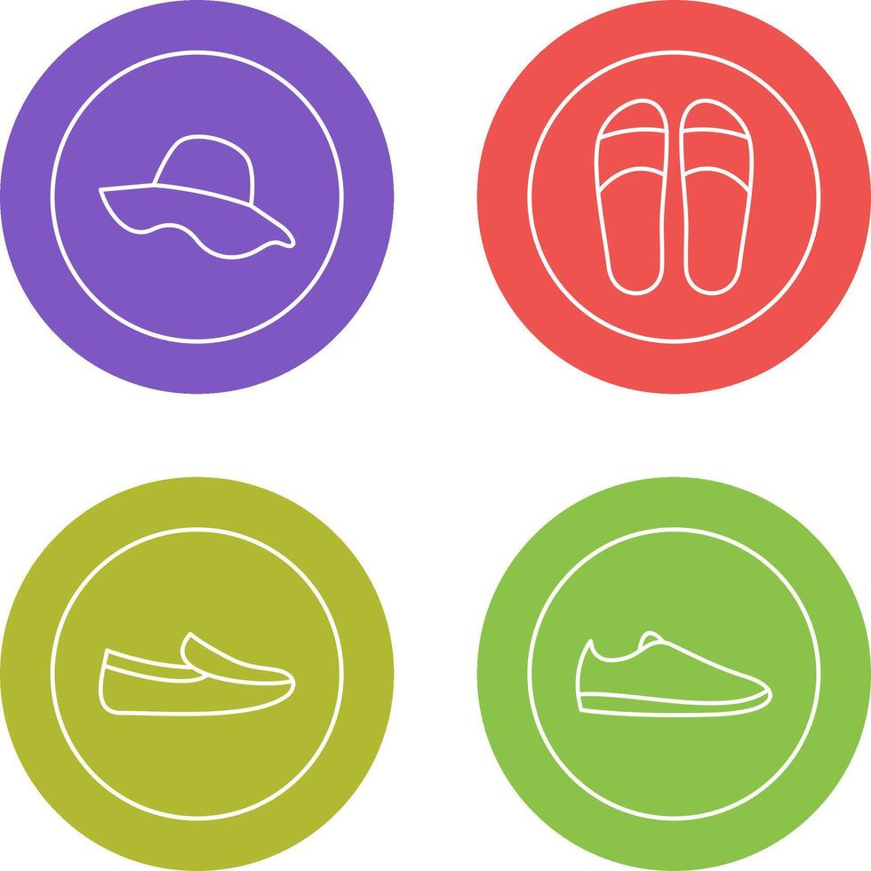 sombrero y zapatillas icono vector