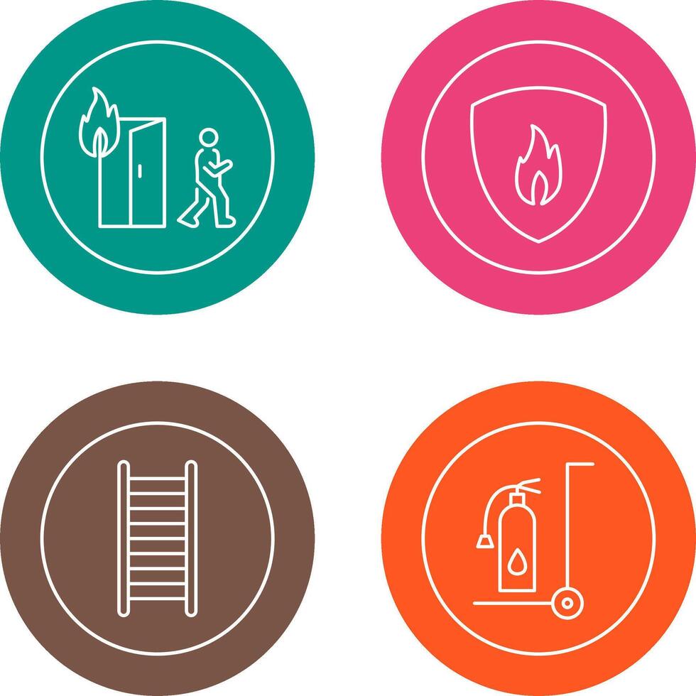 running from fire and fire shield Icon vector