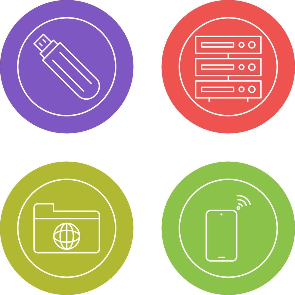 usb drive and server Icon vector