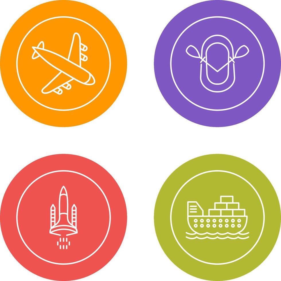 Landing Airplane and Dinghy Icon vector