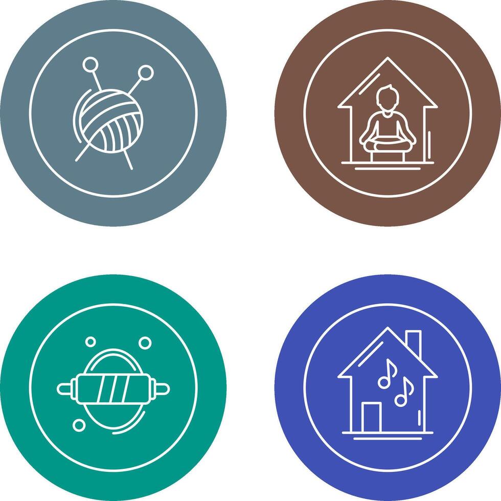 Knitting and Yoga At home Icon vector