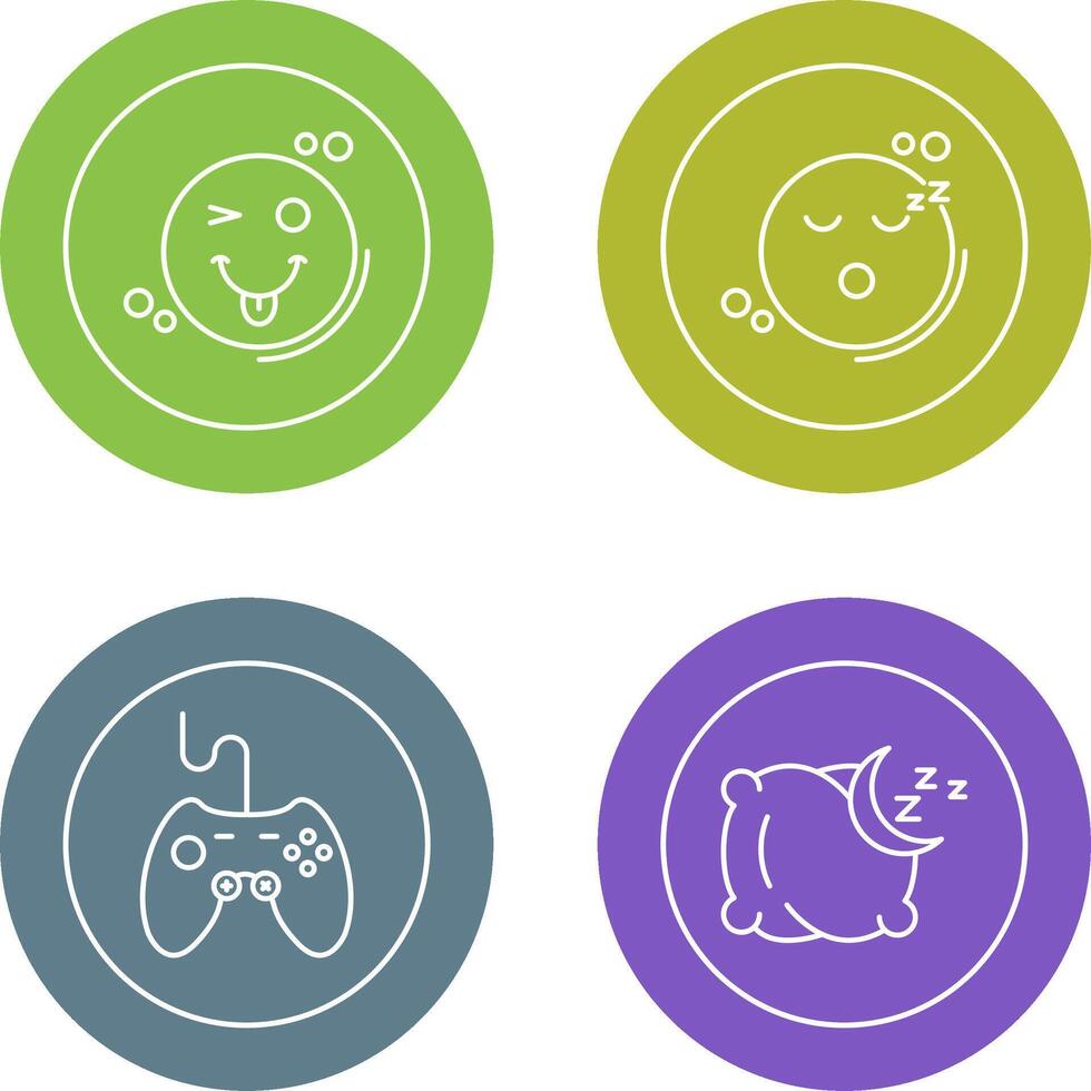 Tongue Out and Sleep Icon vector