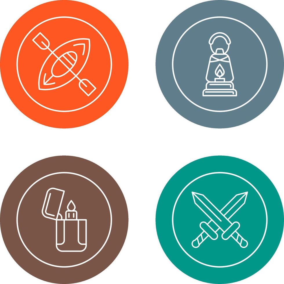 Kayak and Lamp Icon vector
