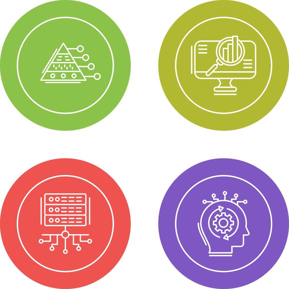 Pyramid Graph and Search Icon vector