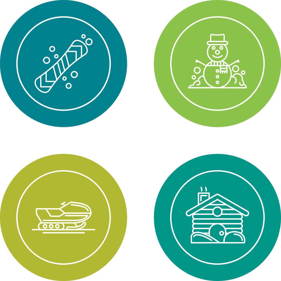 Snowboard and Snowman Icon vector