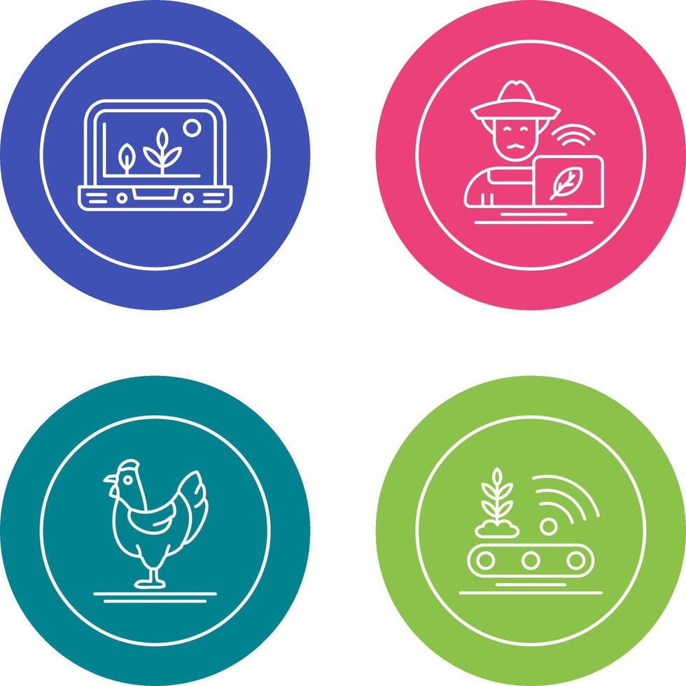 Smart Farm and Farmer Icon vector