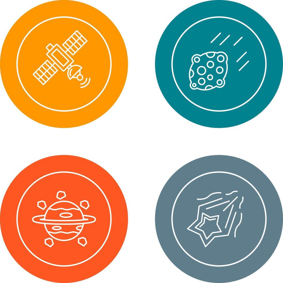 satelite and asteroid Icon vector