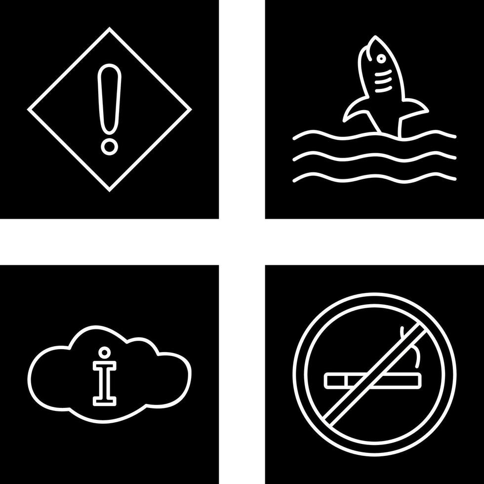 caution sign and dangerous shark Icon vector
