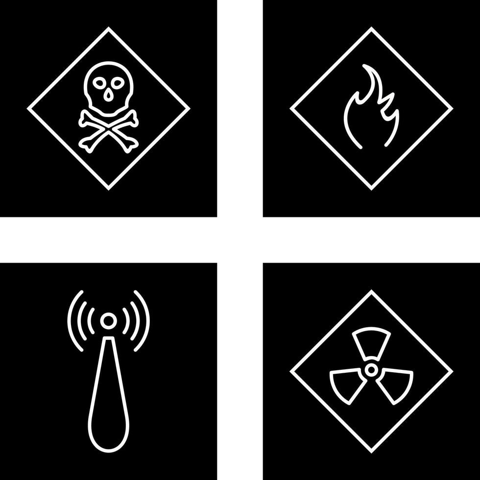poisonous gas and Danger of flame Icon vector