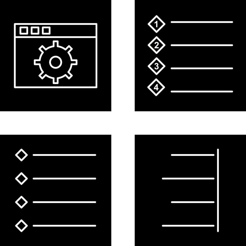 settings and numbered lists Icon vector
