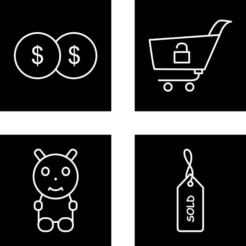 coins and unlock cart Icon vector