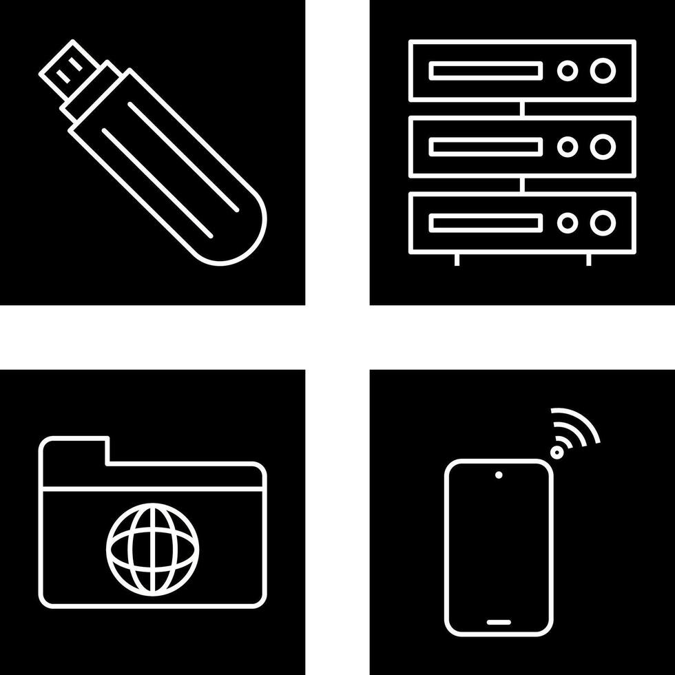 usb drive and server Icon vector