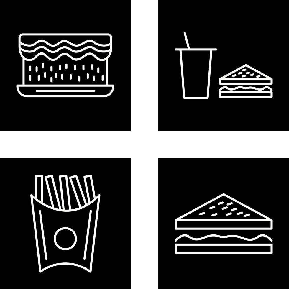 cream cake and lunch bistro Icon vector