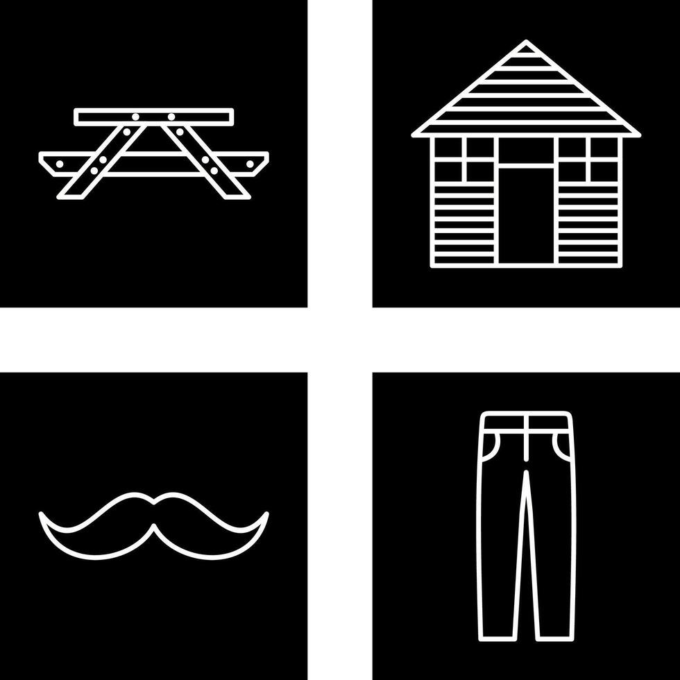 Picnic of Table and Wood Cabin Icon vector