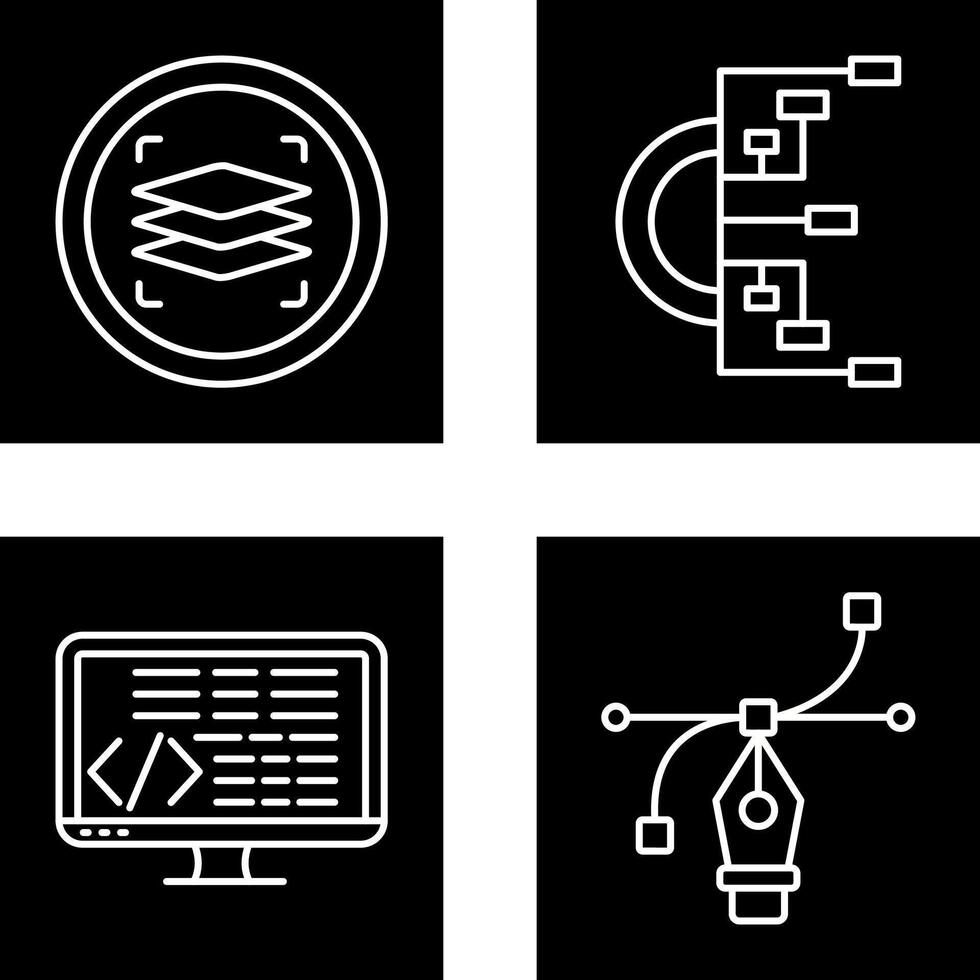 Layers and Flowchart Icon vector
