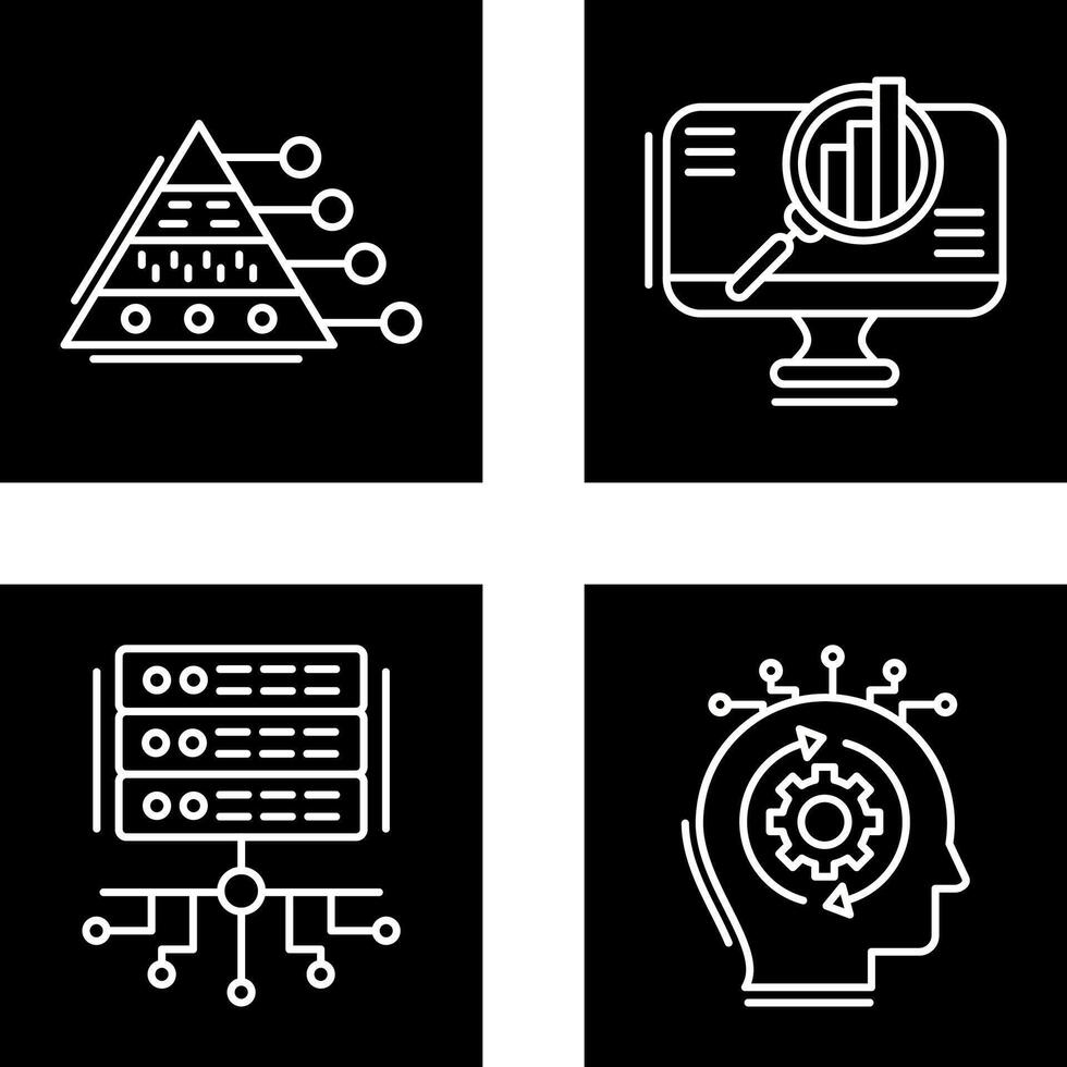 Pyramid Graph and Search Icon vector