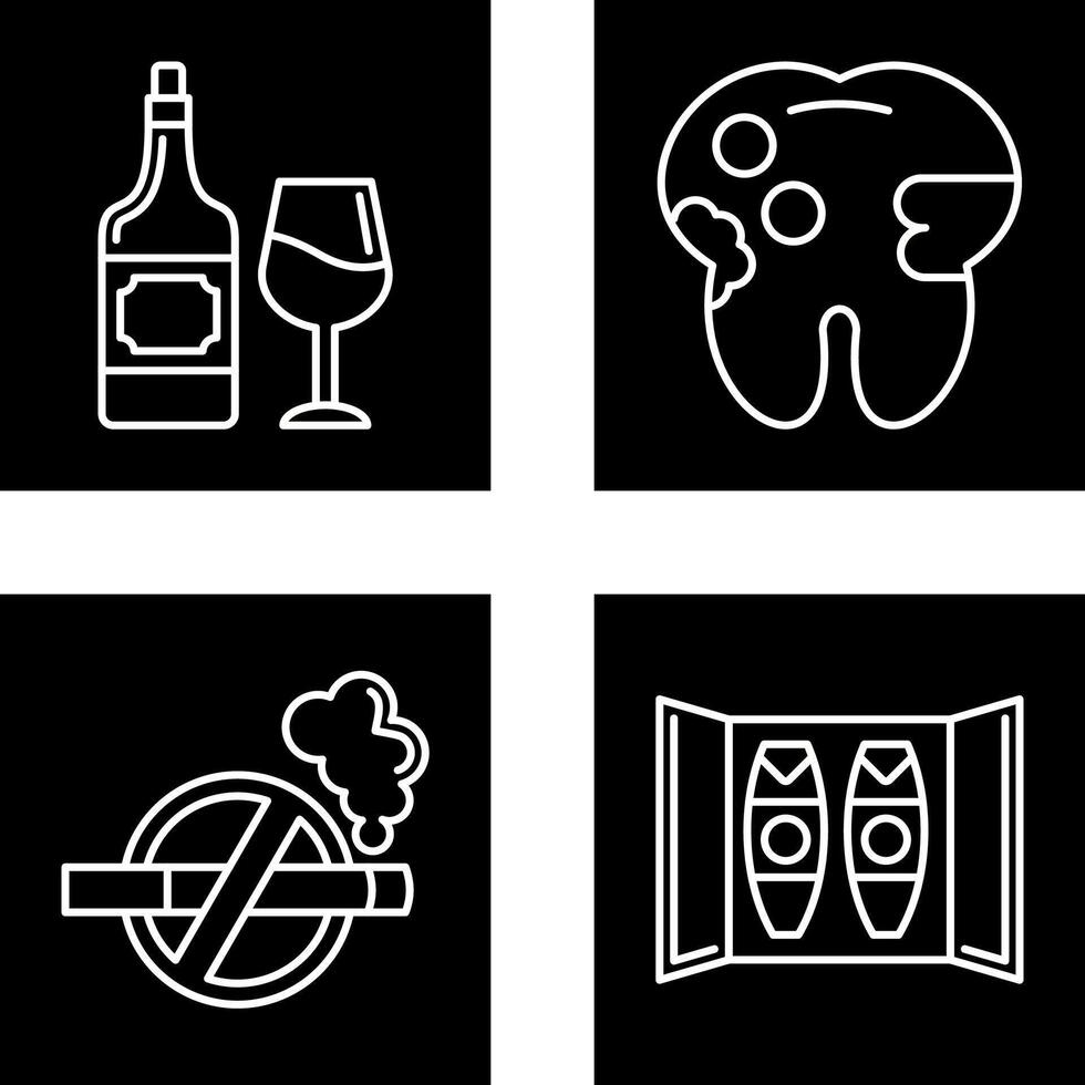 vino y caries icono vector