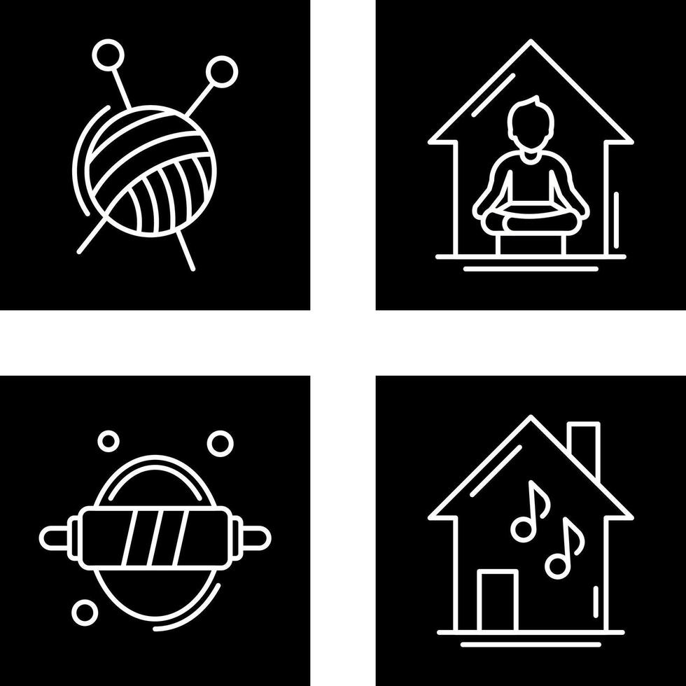 Knitting and Yoga At home Icon vector
