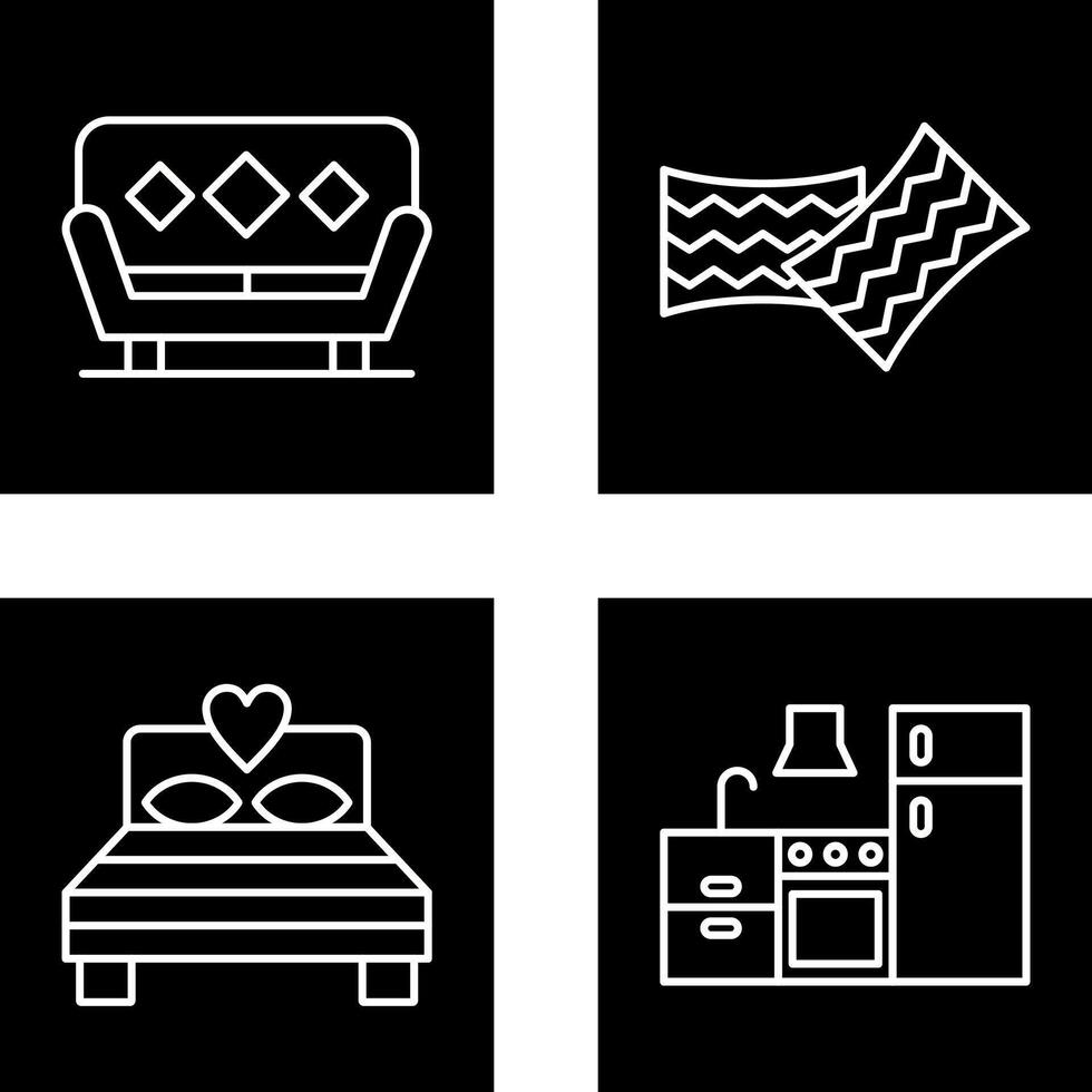 sofá y cojines icono vector