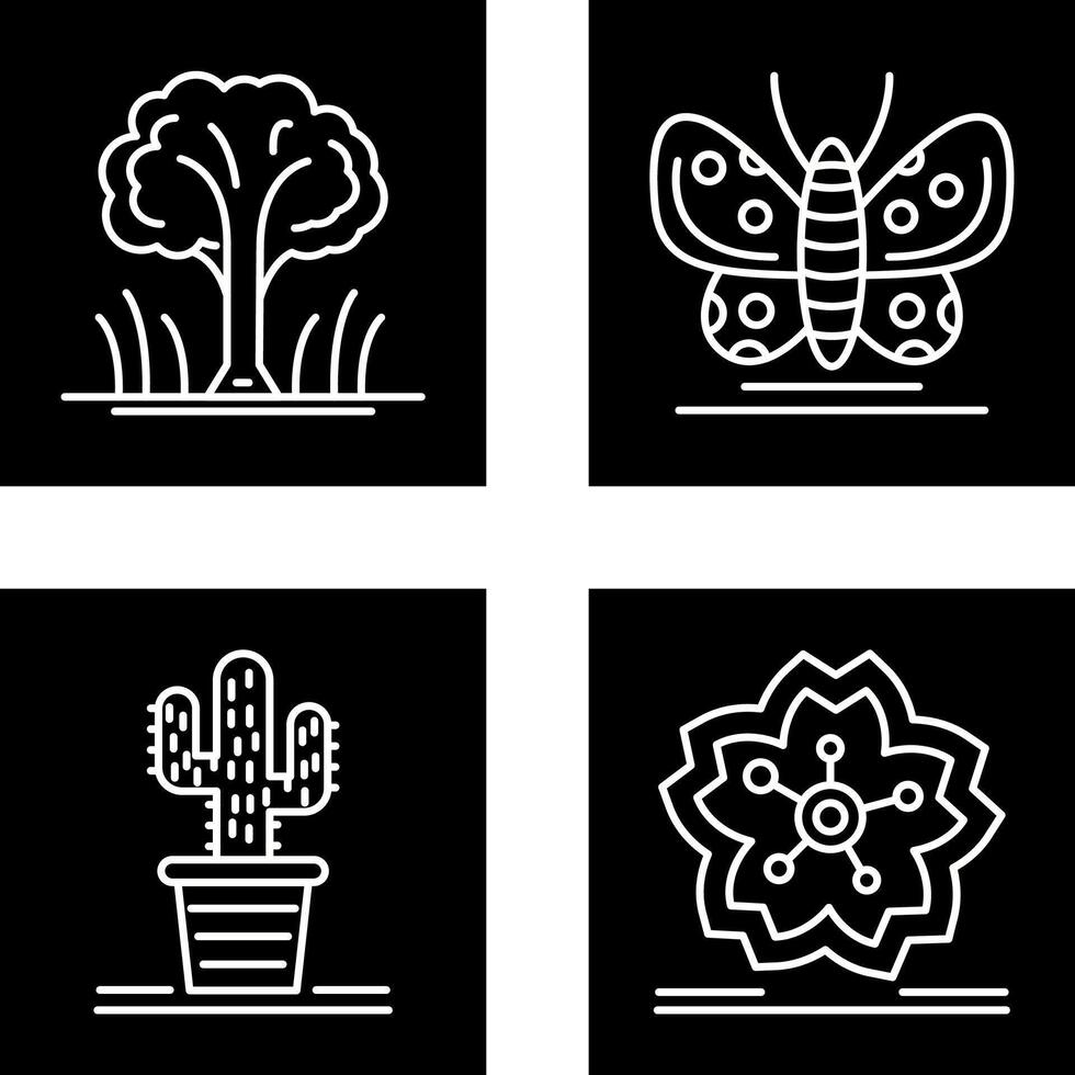 Tree and Butterfly Icon vector