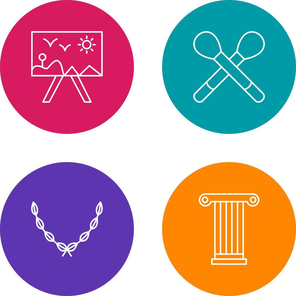 Painting of Canvvass and Brushes Icon vector
