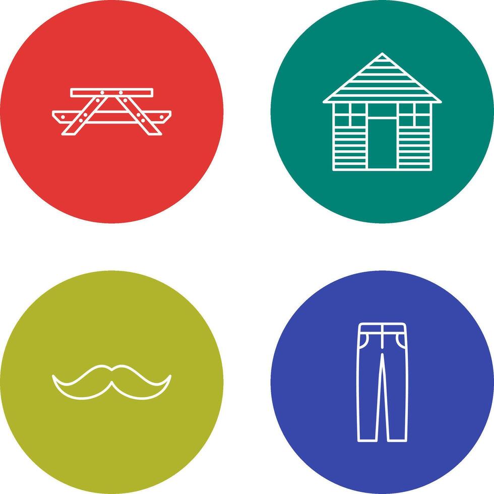 Picnic of Table and Wood Cabin Icon vector